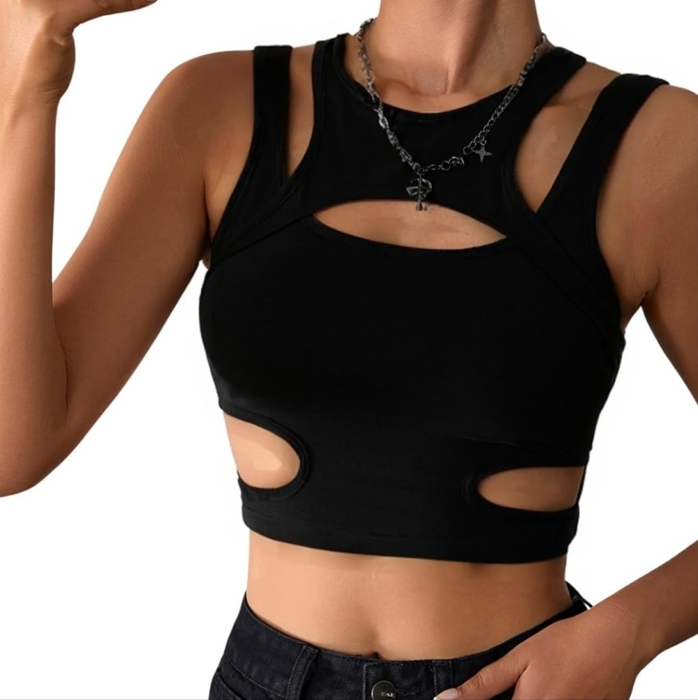Brown Cutout Women's Top Size Small